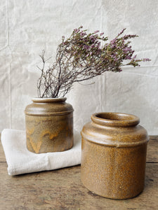 Vintage French brown glazed sandstone pots