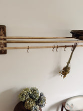 Load image into Gallery viewer, 1920s French brass art deco hat and coat rail or kitchen pot stand and rail
