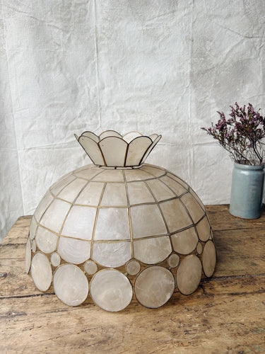 Vintage mother of pearl and brass light shade