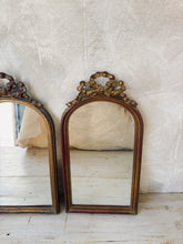 Load image into Gallery viewer, Pair of Gold finished arch mirror with bow detail