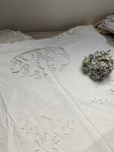 Vintage handmade Broderie sheet