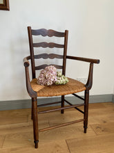 Load image into Gallery viewer, Vintage French ladder back straw armchair