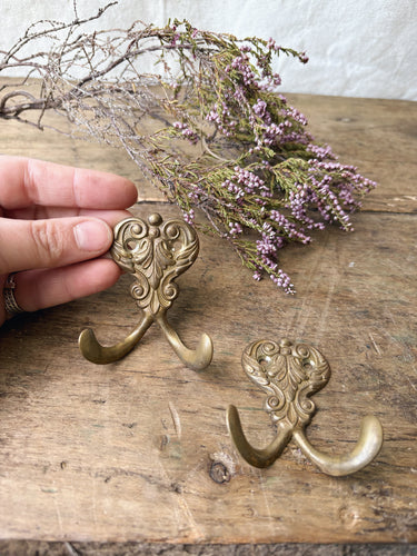 Pair of Antique brass hooks