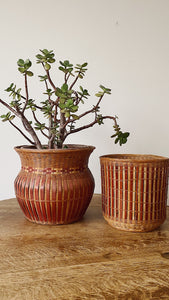 Vintage 1970s French wicker plant pot holders