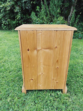 Load image into Gallery viewer, English pine three drawer bedside cabinet