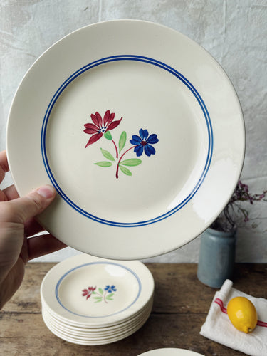 Vintage 1940s Luneville plates and soupe plates in pattern “Mai”