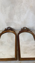 Load image into Gallery viewer, Pair of Gold finished arch mirror with bow detail
