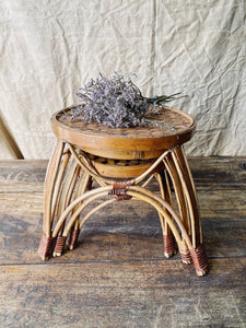 Vintage trio nesting rattan plant pot stands