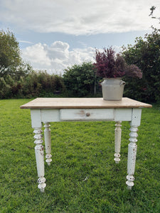 Antique French painted legs table desk with drawer