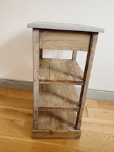 Load image into Gallery viewer, Vintage rustic zinc top console with drawer