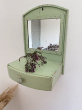 Load image into Gallery viewer, Antique handmade primitive wall hanging shaving mirror or vanity