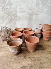 Load image into Gallery viewer, Antique hand thrown terracotta seedling pots
