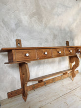 Load image into Gallery viewer, Antique wall shelf with drawers and hooks