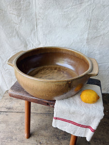 Vintage French large sandstone bowl or dish with handles