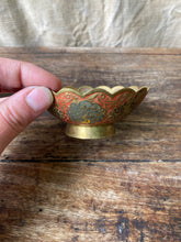 Load image into Gallery viewer, Vintage Indian brass inlay cloisonné trinket bowl