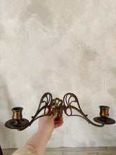Load image into Gallery viewer, Vintage brass Art Nouveau candle sconce
