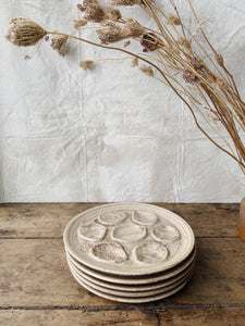 Vintage French sandstone oyster plates - set of 5