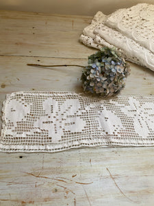 Hand embroidered crochet broderie strip