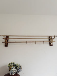 1920s French brass art deco hat and coat rail or kitchen pot stand and rail