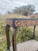 Load image into Gallery viewer, Vintage hand carved wood and mirror top side tables