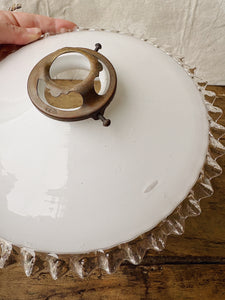 Vintage French Opaline lace milk glass lampshade
