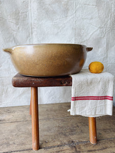 Vintage French large sandstone bowl or dish with handles