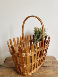 Wood and wicker foraging basket