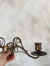 Load image into Gallery viewer, Vintage brass Art Nouveau candle sconce