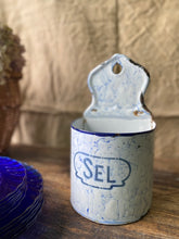 Load image into Gallery viewer, Vintage French enamel salt pot