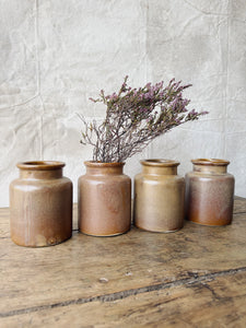 Vintage French sandstone mustard pots