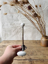 Load image into Gallery viewer, Antique Brass and porcelain hat and coat hook