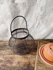 Antique French handmade wire egg basket