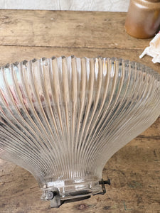 Mid Century Holophane glass pendant light shade with original brass gallery
