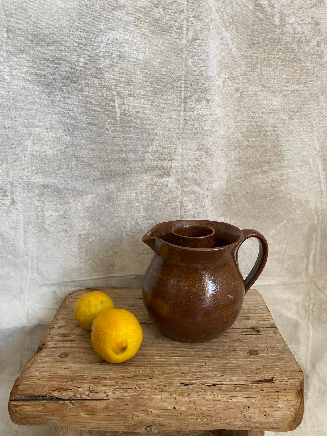 Vintage French pottery Jug with ice compartment