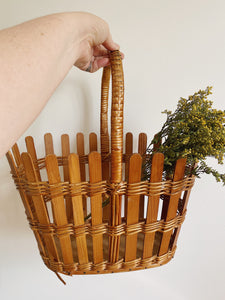 Wood and wicker foraging basket