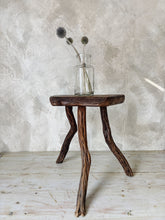 Load image into Gallery viewer, Farmhouse rustic brutalist tripod stool