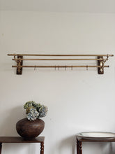 Load image into Gallery viewer, 1920s French brass art deco hat and coat rail or kitchen pot stand and rail