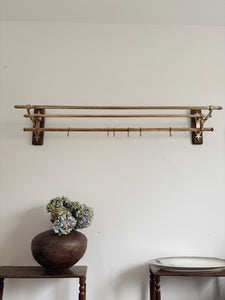 1920s French brass art deco hat and coat rail or kitchen pot stand and rail