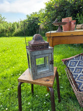 Load image into Gallery viewer, Vintage wood and glass candle lantern