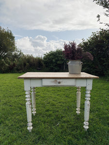 Antique French painted legs table desk with drawer