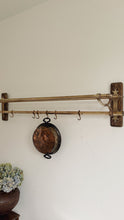 Load image into Gallery viewer, 1920s French brass art deco hat and coat rail or kitchen pot stand and rail