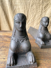 Load image into Gallery viewer, Antique French Sphinx bust Fire Dogs Andirons