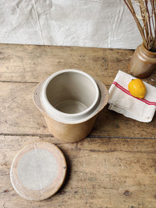 Vintage French stoneware confit pot with lid