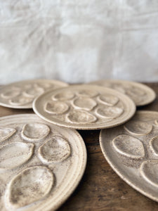 Vintage French sandstone oyster plates - set of 5