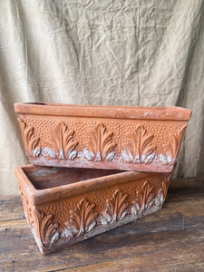 Vintage 1970s Italian terracotta Jardinière window planters, pair