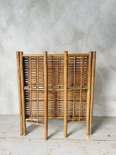 Load image into Gallery viewer, Vintage 70s bamboo cane folding two tier shelf