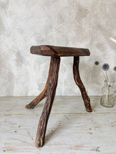 Load image into Gallery viewer, Farmhouse rustic brutalist tripod stool