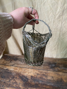 Vintage French wine wire basket