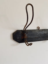 Load image into Gallery viewer, Vintage French row of school coat pegs on a wood plank