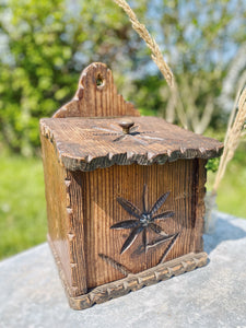 Rustic French hand carved candle box